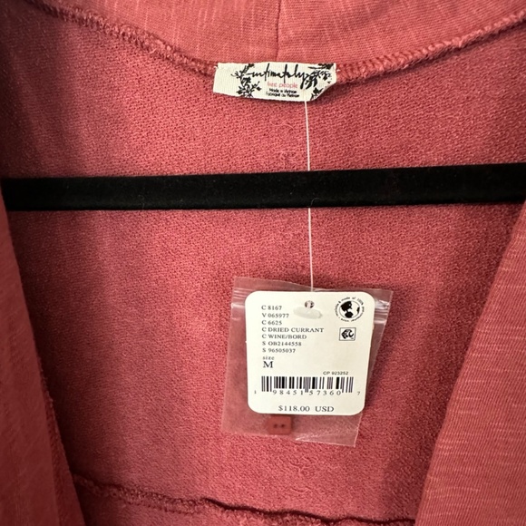 Free People Intimately Womens Long Sleeve Wrap Duster Cardigan in Wine Sz M NWT - Picture 8 of 8